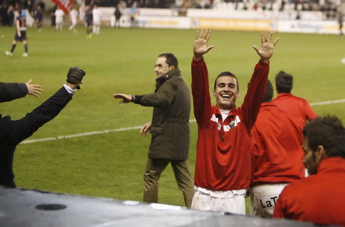 Alegría de la afición albaceteña por la victoria ante el Atlético de Madrid