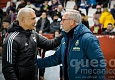Miguel Álvarez entrenador del Villarreal "B" C.F.  saluda a Toni Madrigal antes del encuentro