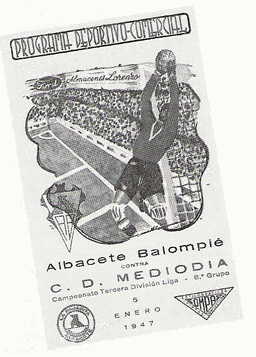 Cartel Anunciador de un Partido del Albacete Balompié (año 1947)