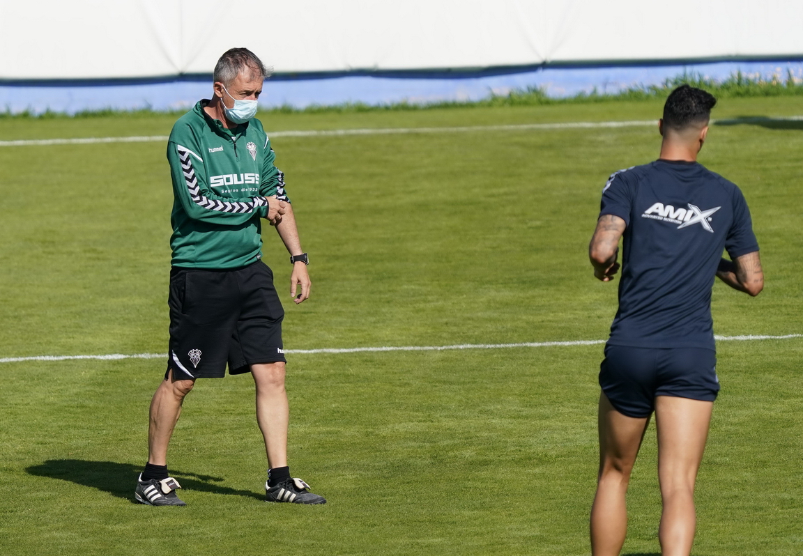 Lucas Alcaraz en el entrenamiento del Albacete del 19 de julio de 2020