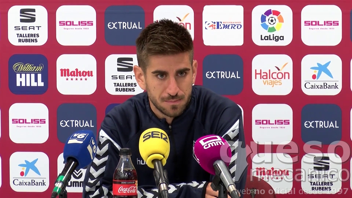 Foto de la rueda de prensa del jugador del Albacete Dani Ojeda en la previa del encuentro Numancia-Albacete